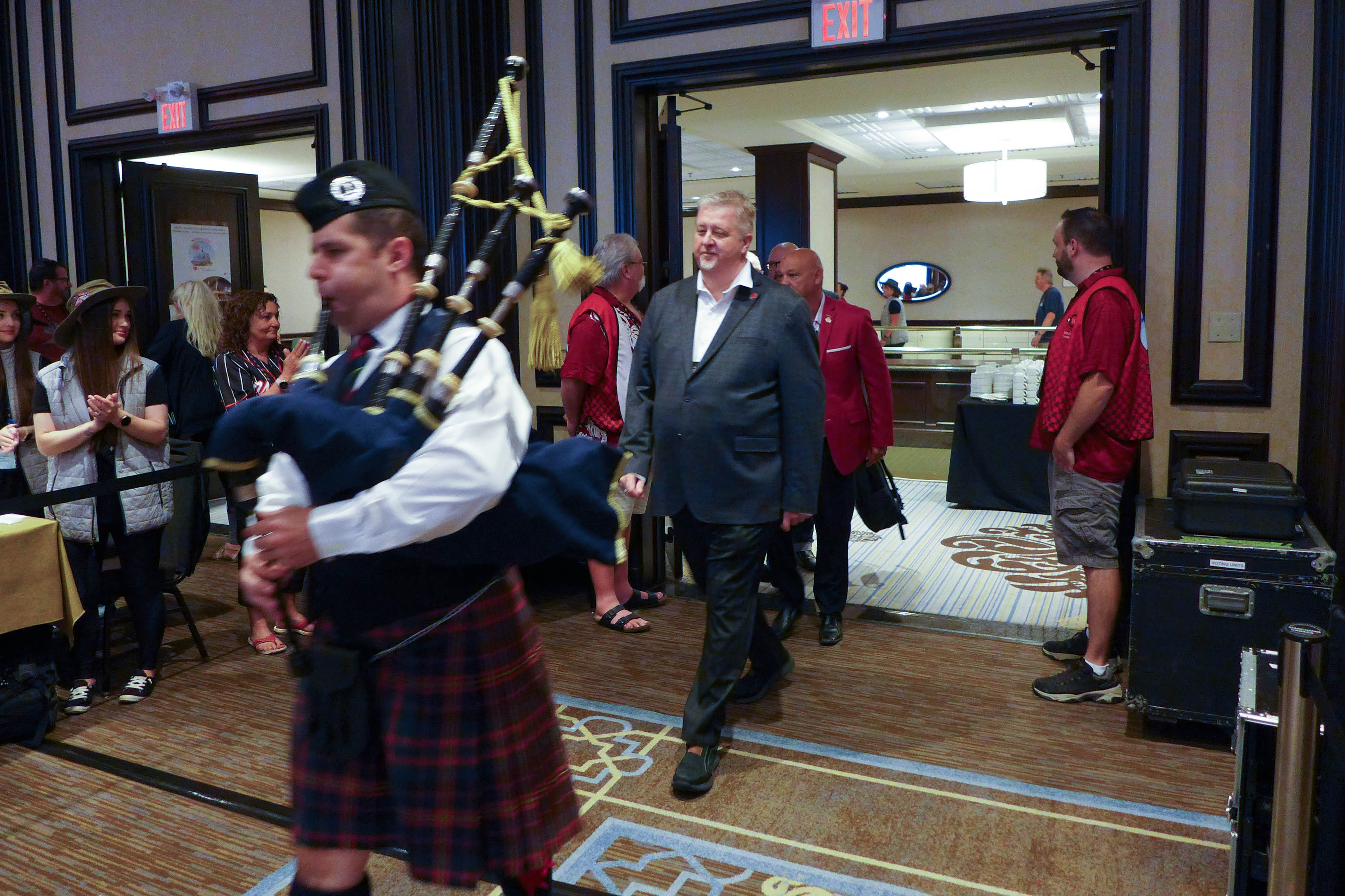 members being piped in