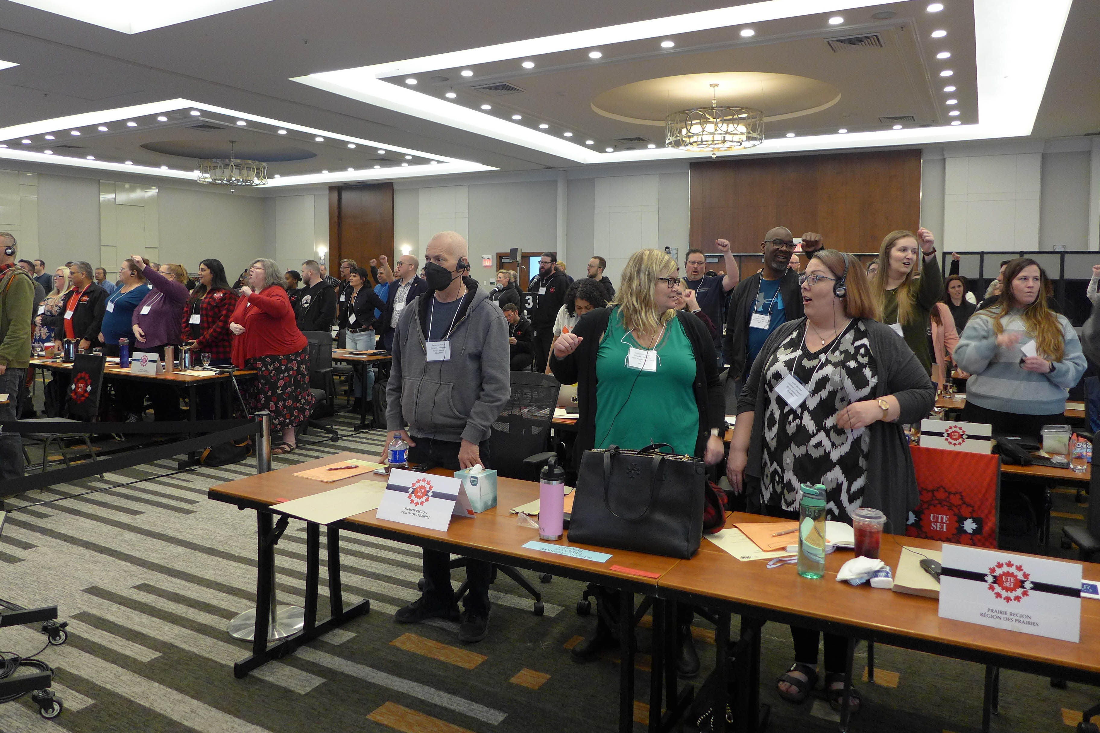 Participants singing Solidarity Forever