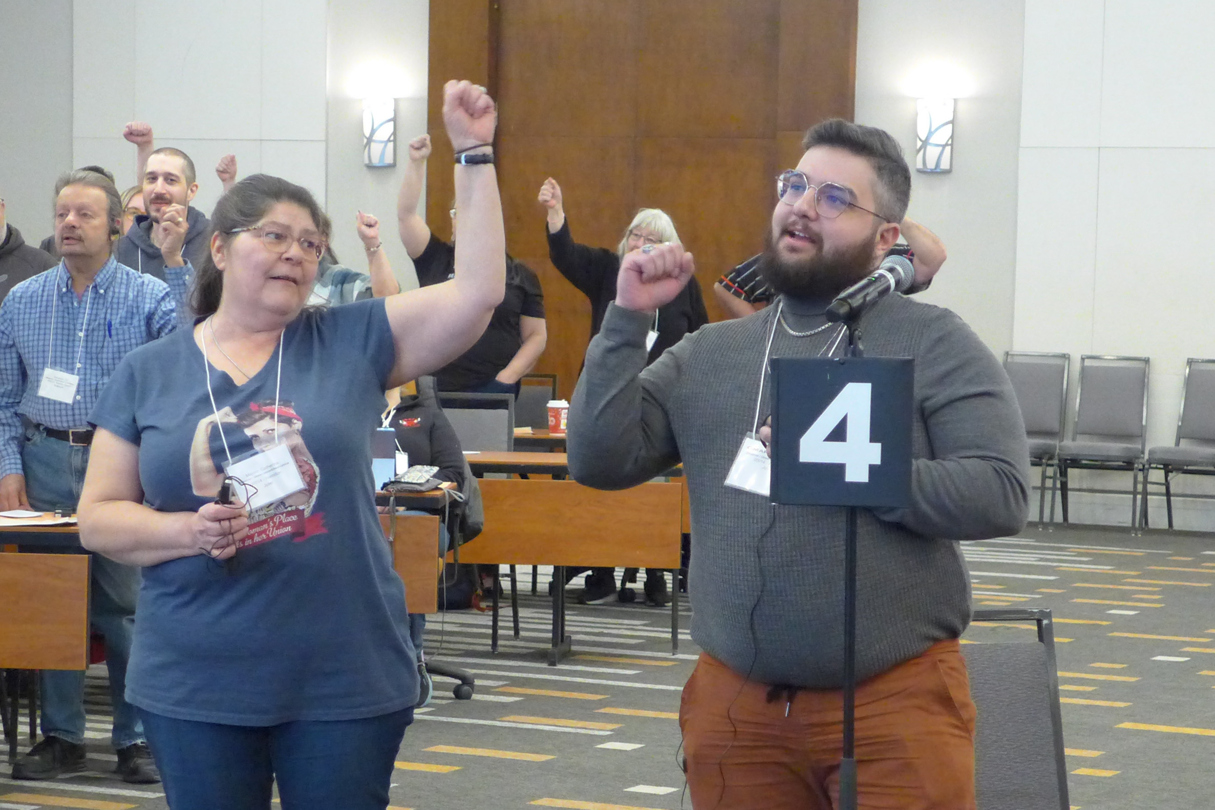 Participants singing Solidarity Forever