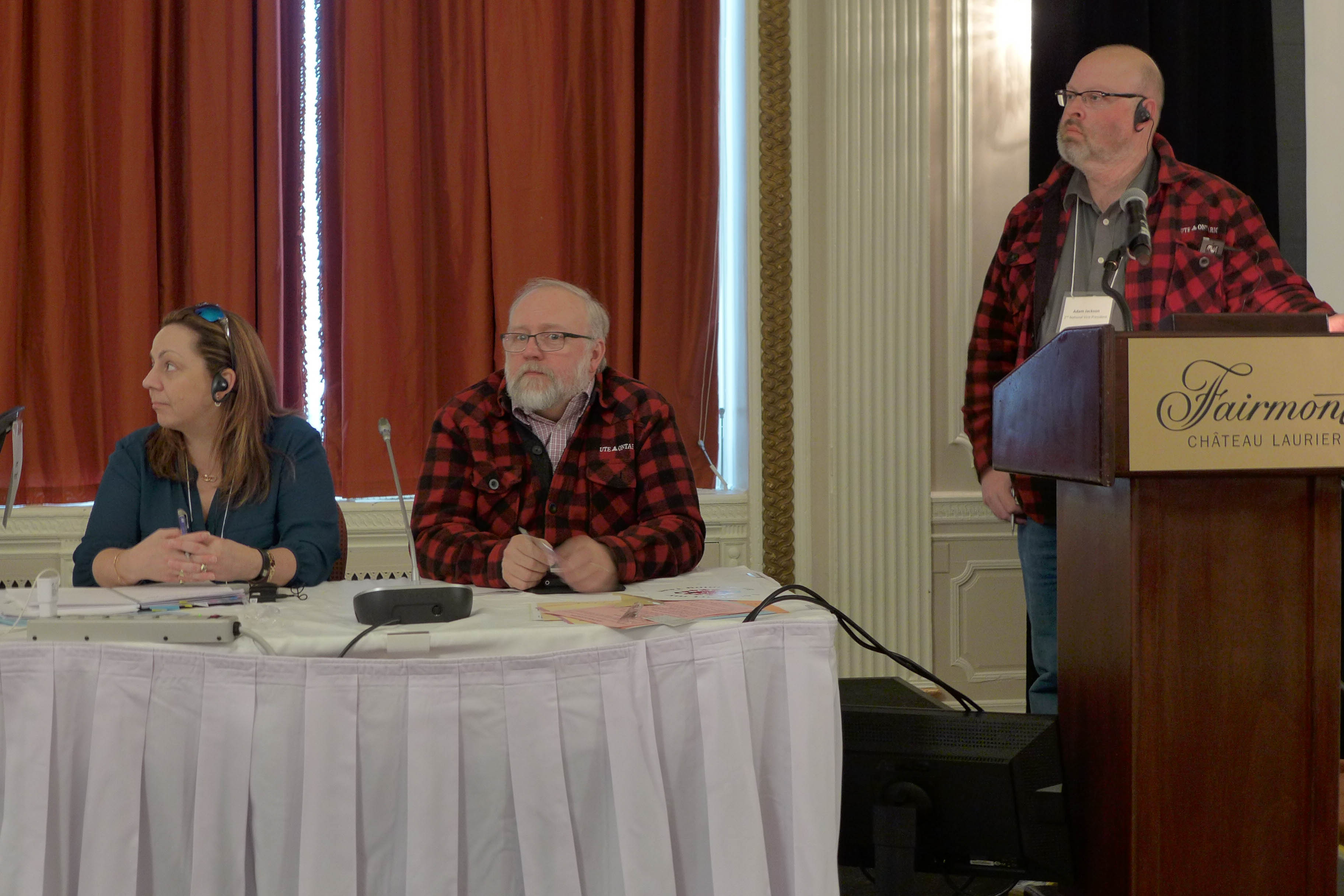 Some of the members of the Bargaining Team: Michelle Neill, Jamie vanSydenborgh, Adam Jackson