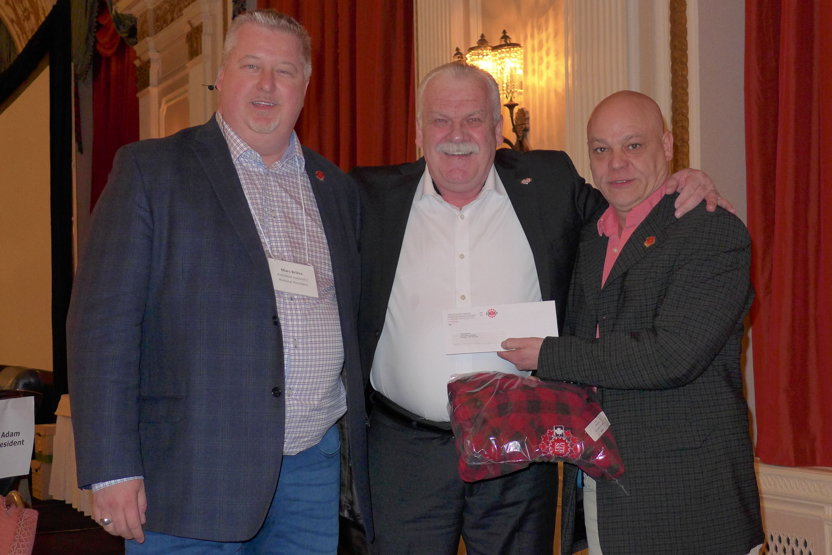 Marc Brière, National President, Chris Aylward, National Executive Vice-President of PSAC and Doug Gaetz, 1st National Vice-President