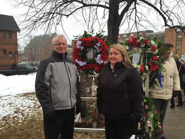 Mike Murphy and Annette Roache laying our UTE wreath at the Day of Mourning Event 