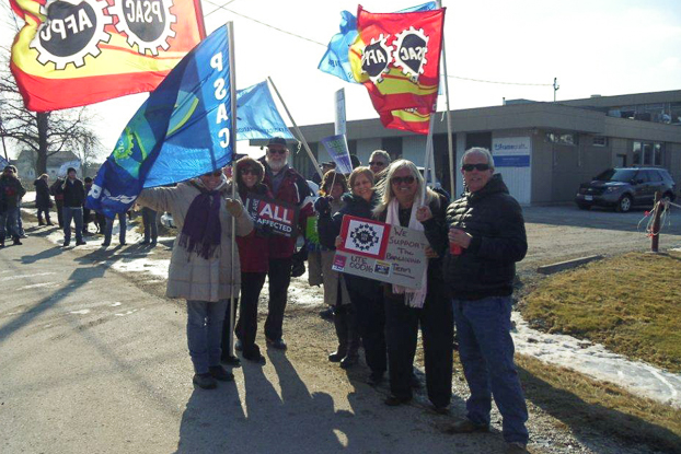 The following people were there from our office: Carolyn Nagel (Chief Steward), Bonnie Combs (Steward), Paula Schulz(Treasurer), Mary Harris-Nauta (member),and Debbie Willett (Local Vice President). The following PSAC members joined us: Dave Carr (UNDE), Donna Struk (CEIU) Bob Black (UTE Hamilton, PSAC Alternate REVP Ontario)