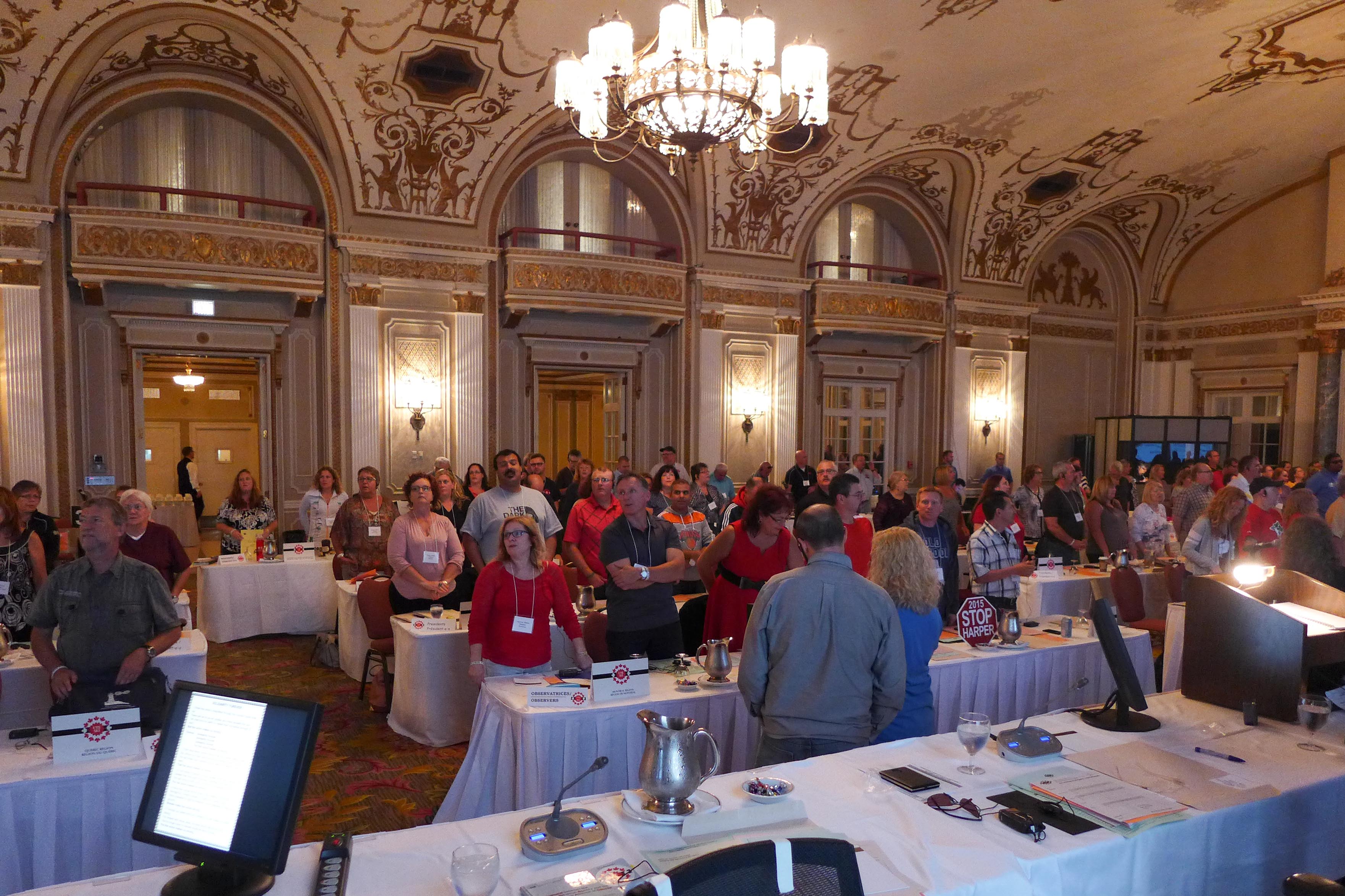 Presidents and observers singing Solidarity Forever