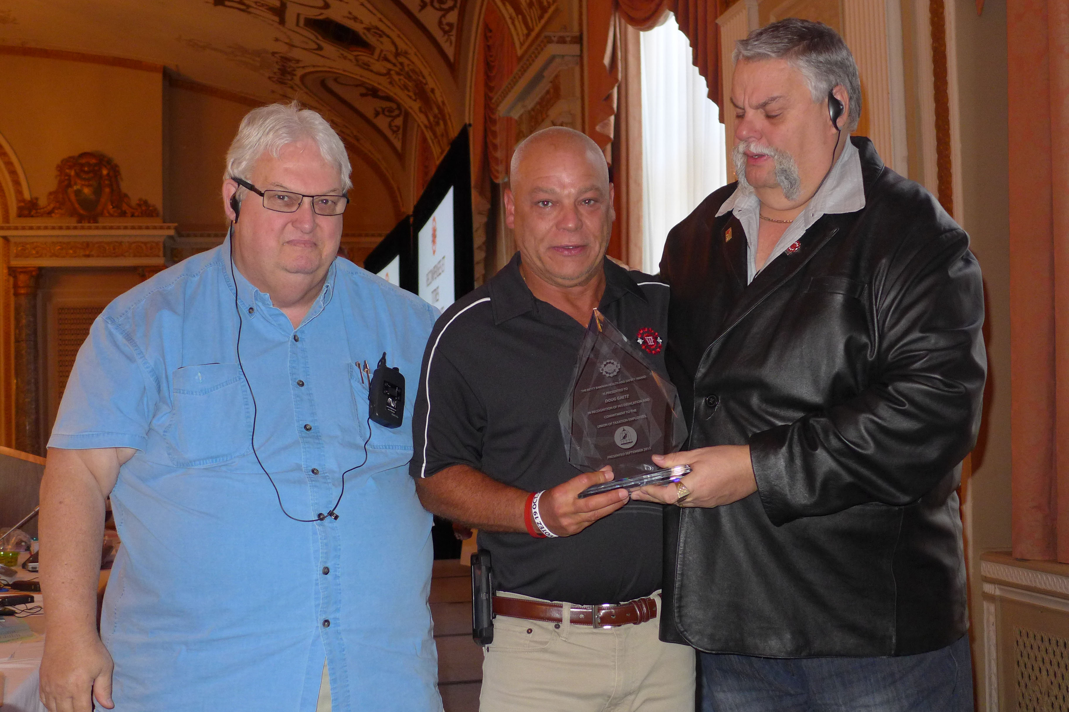 Doug Gaetz received the Award of Merit in the Field of Health and Safety - Elizabeth (Betty) Bannon.  In the photo: Denis Lalancette, Doug Gaetz, Robert Campbell
