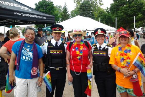 Local President Stephen Au, 2nd VP Barb Pawlovich and Nancy Richter at London Pride