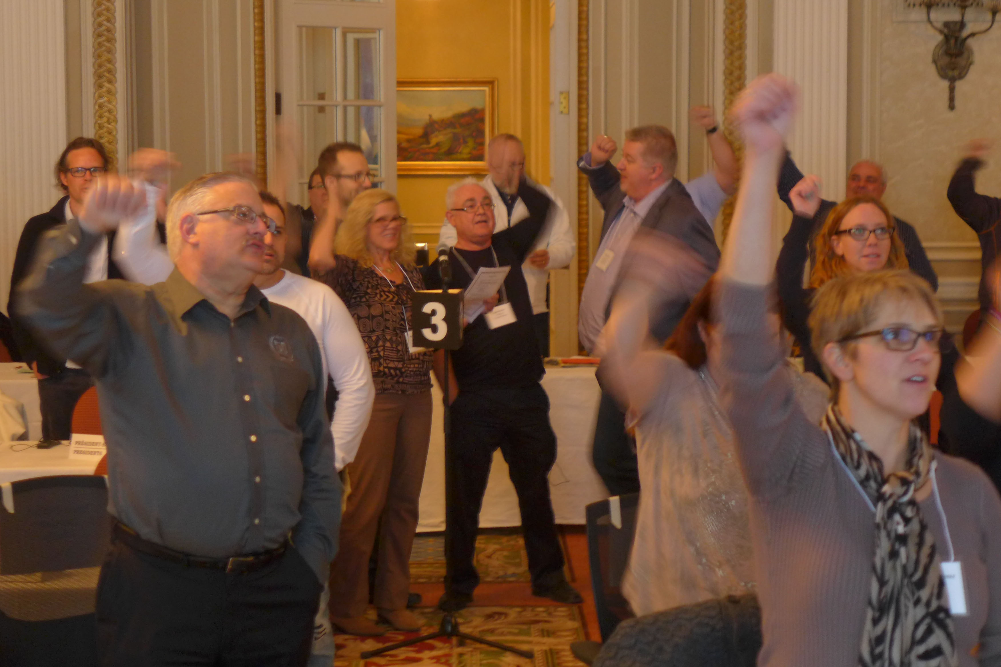 Presidents and observers singing Solidarity Forever