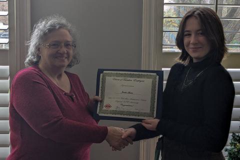 Kitchener Local 00015 President Melanee Jessup with Jordan Steeves