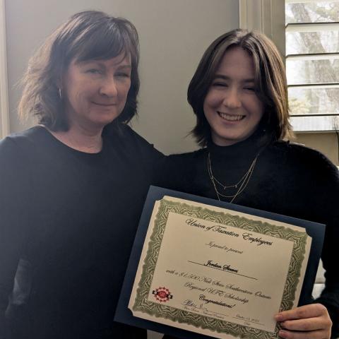 Lori Steeves, UTE member and mother of Jordan Steeves, also pictured